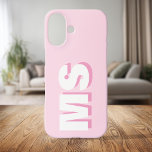 Modern Pink Initial Monogram iPhone 16 Case<br><div class="desc">Create your own personalised iPhone Case with custom initial name in modern typography. Available in a variety of colours and styles.</div>