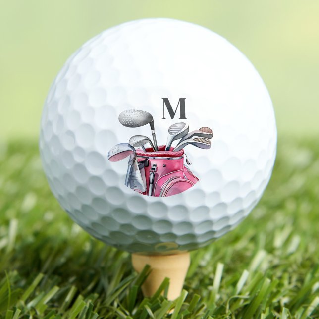 Modern Pink Initial Monogram Golf Balls (Pink Initial Monogram Golf Balls)