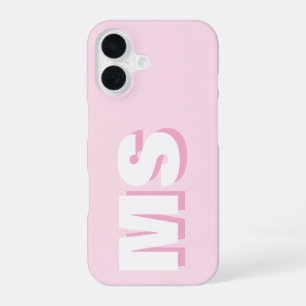 Modern Pink Initial Monogram iPhone 16 Case