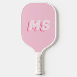 Modern Pink Initial Monogram Pickleball Paddle