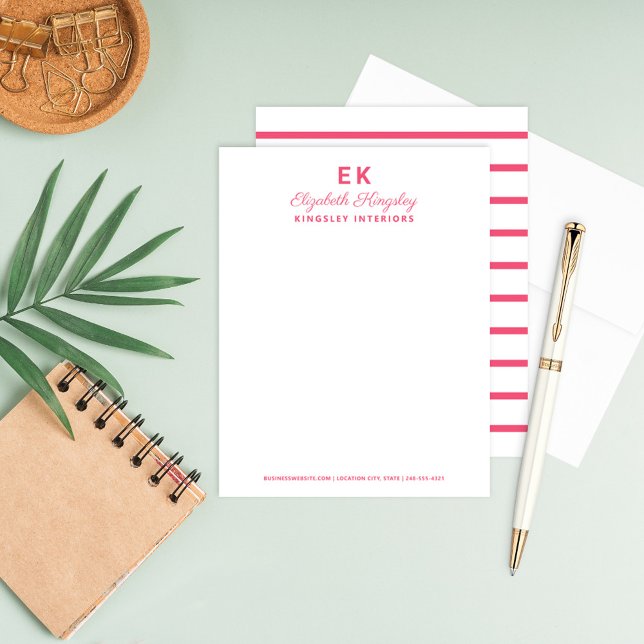 Modern Pink Initials Monogram Business Card (Creator Uploaded)