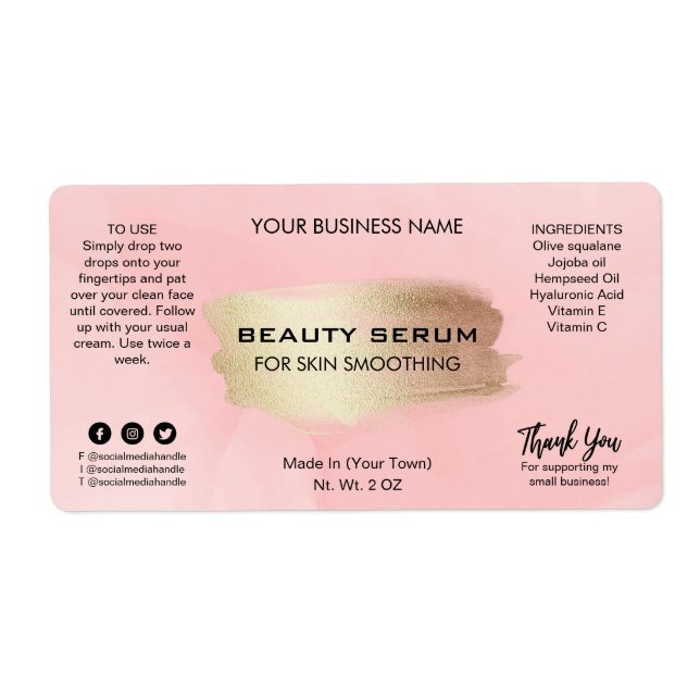 Modern Pink Ink Serum Labels (Front)