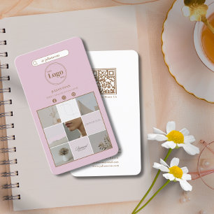 Modern Pink Instagram Photo Collage Business Card