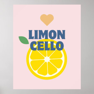 Modern Pink Italian Lemons Limoncello Bar  Poster