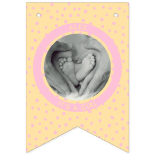 Modern Pink It's a Girl New Baby Newborn photo Bunting