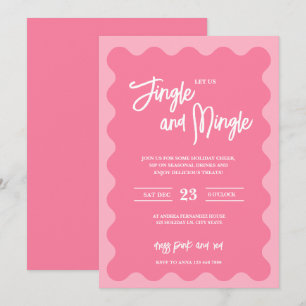 Modern Pink Jingle Mingle Holiday Party Invitation