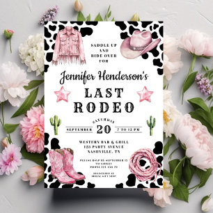 Modern Pink Last Rodeo Bachelorette Invitation