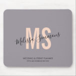 Modern pink lavender script monogram name mouse pad<br><div class="desc">Modern pink lavender script monogram name</div>