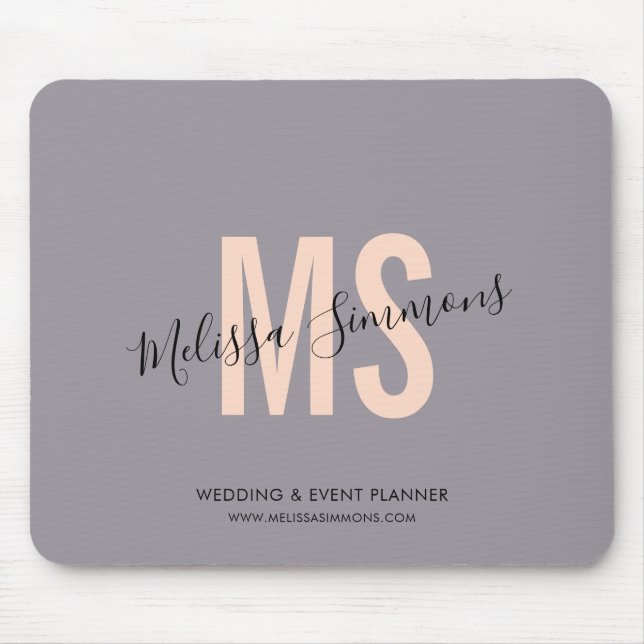 Modern pink lavender script monogram name mouse pad (Front)