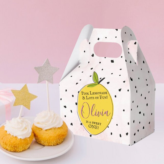 Modern Pink Lemonade 1st Birthday Favour Box (Creator Uploaded)