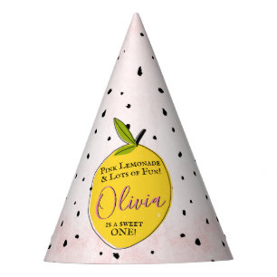 Modern Pink Lemonade 1st Birthday Party Hat
