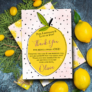 Modern Pink Lemonade 1st Birthday Thank You Card