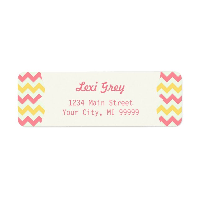 Modern Pink Lemonade Chevron Address Return Address Label (Front)