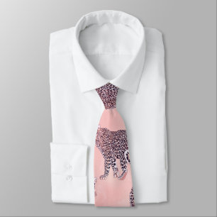 Modern Pink Leopard Animal Pattern Tie