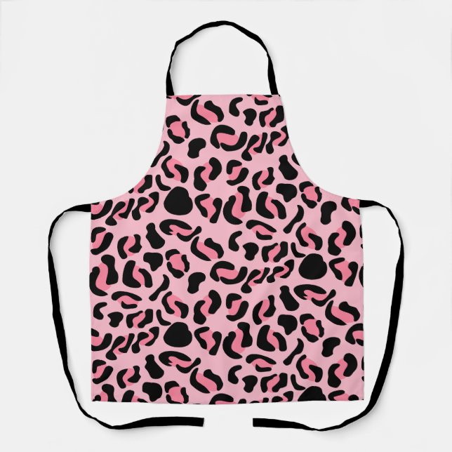 Modern Pink Leopard Pattern Animal Apron (Front)