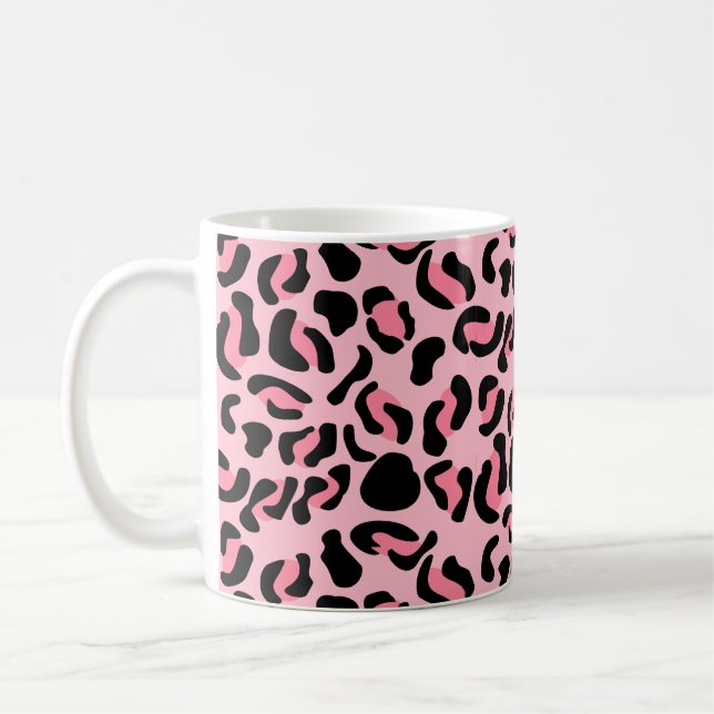 Modern Pink Leopard Pattern Animal Coffee Mug (Left)