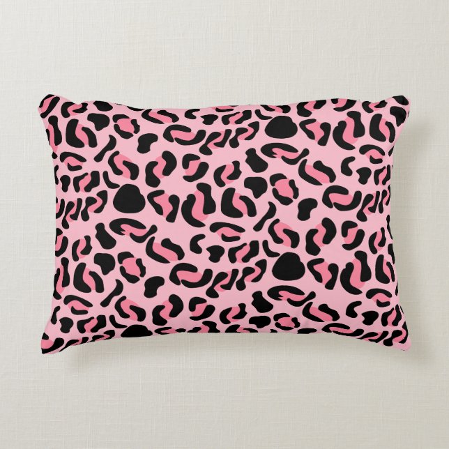 Modern Pink Leopard Pattern Animal Decorative Cushion (Front)