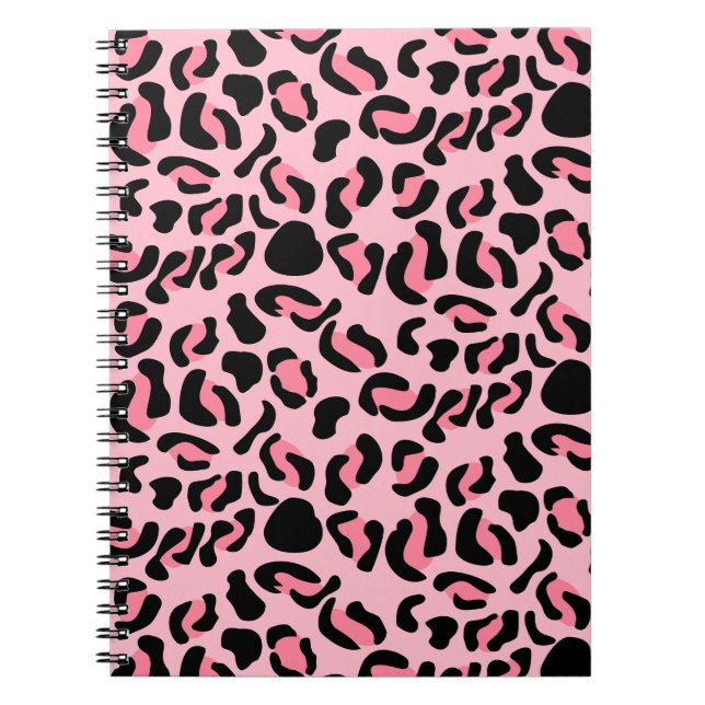 Modern Pink Leopard Pattern Animal Notebook (Front)