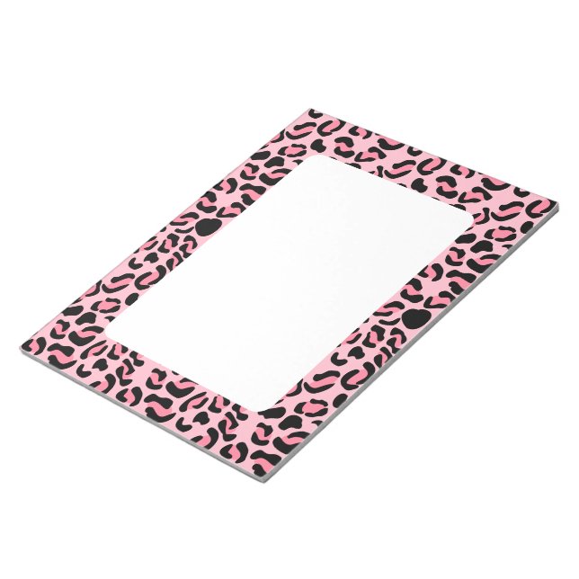 Modern Pink Leopard Pattern Animal Notepad (Angled)