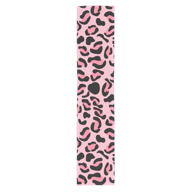 Modern Pink Leopard Pattern Animal Short Table Runner (Front)