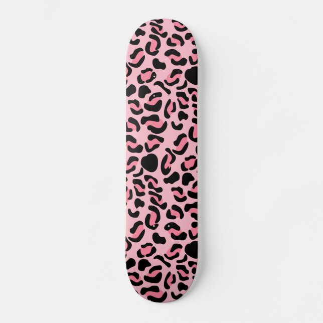 Modern Pink Leopard Pattern Animal Skateboard (Front)