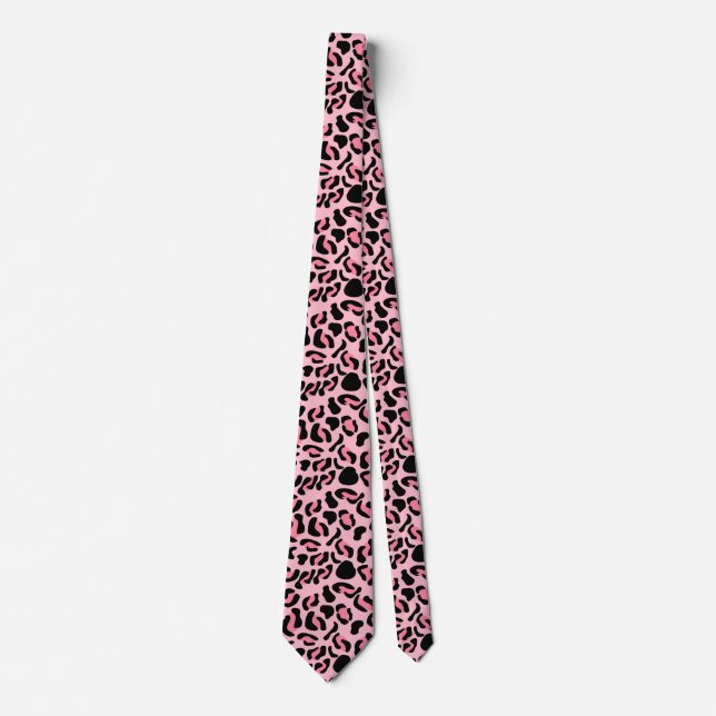 Modern Pink Leopard Pattern Animal Tie (Front)