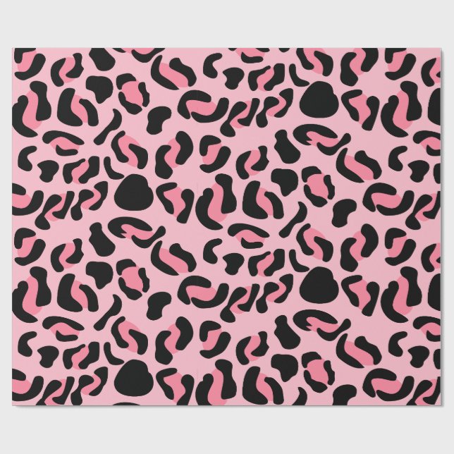 Modern Pink Leopard Pattern Animal Wrapping Paper (Flat)