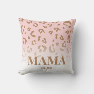 Modern Pink Leopard Pattern Personalised Mama Cushion