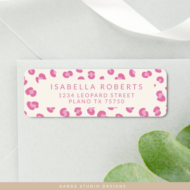 Modern Pink Leopard Print Chic Address Labels (Personalize with your name and address, choose size.)