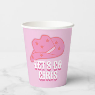 Modern Pink Let's Go Girls Cowboy Hat Rodeo Paper Cups