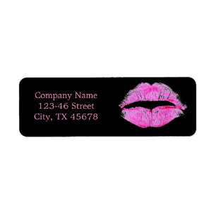 modern pink lips Makeup Artist cosmetologist Return Address Label