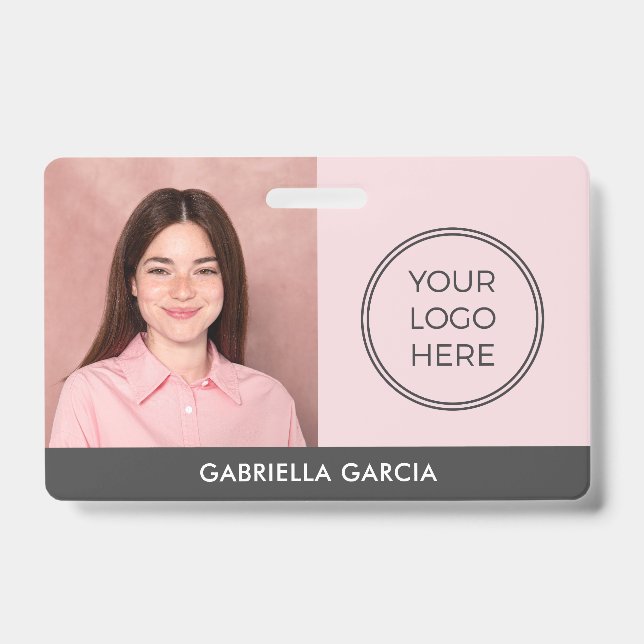 Modern Pink Logo Employee ID Badge (Front)