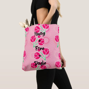 Modern Pink Lotus Flower All Over Print Tote Bag