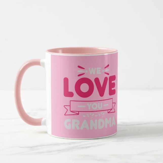 Modern Pink Love Banner Typographic Coffee Mug (Left)