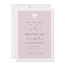 Modern Pink Love Heart Wedding Invitation