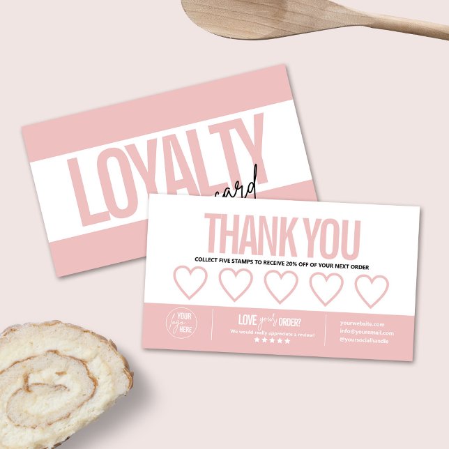 Modern Pink Loyalty Card, Business Punch Card (Creator Uploaded)