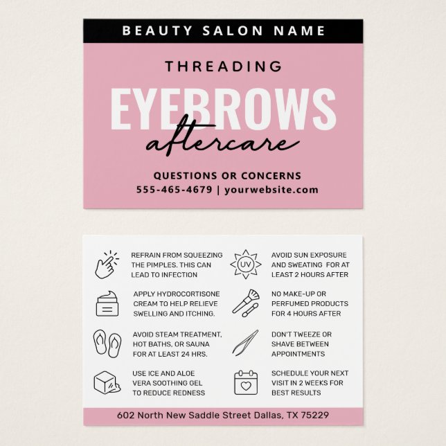 Modern Pink Luxury Eyebrow Threading Aftercare (Front & Back)