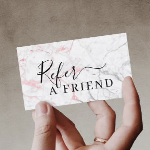 Modern Pink Marble Beauty Salon Referral Card