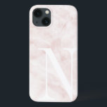 Modern Pink Marble Large Scale Monogram iPhone 13 Case<br><div class="desc">Elegant monogrammed phone case features a printed marble patterned background in pale,  ethereal shades of blush pink. Add your single initial monogram in oversized classic white lettering,  aligned at the lower right for a modern twist.</div>