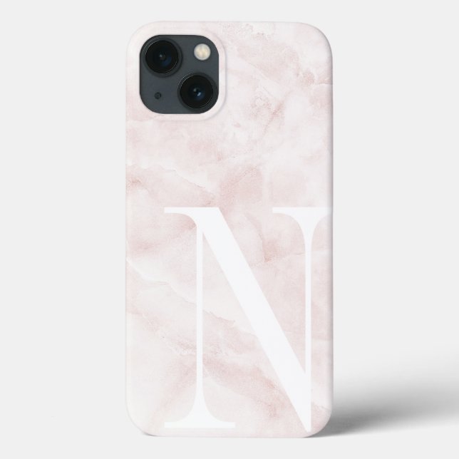Modern Pink Marble Large Scale Monogram Case-Mate iPhone Case (Back)