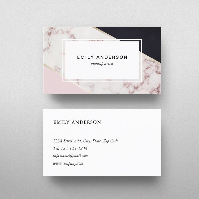Modern Pink Marble Makeup Artist Business Card (Creator Uploaded)