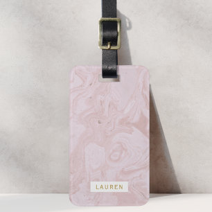 Modern Pink Marble Personalised Luggage Tag