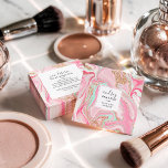 Modern pink marble rose gold elegant makeup artist square business card<br><div class="desc">Modern pink marble rose gold elegant makeup artist</div>
