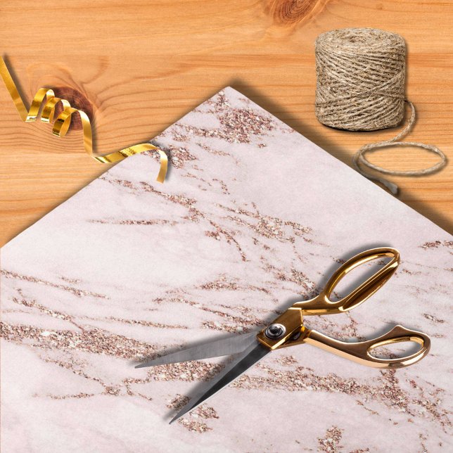 Modern Pink Marble Rose Gold Glitter Wedding Tissue Paper (Creator Uploaded)