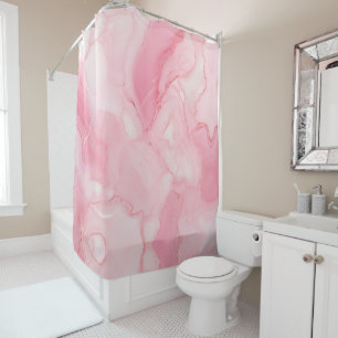 Modern Pink Marbled Shower Curtain