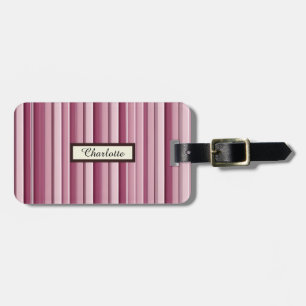 Modern Pink Mauve Striped Custom Luggage Tag