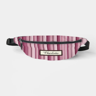 Modern Pink Mauve Striped Personalised Fanny Pack