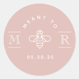 Modern Pink Meant to Bee Wedding Honey Favour Classic Round Sticker