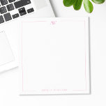 Modern Pink Minimalist Elegant Monogram Notepad<br><div class="desc">Create your own personalised notepad with elegant minimalist monogram initials in pink colour.</div>