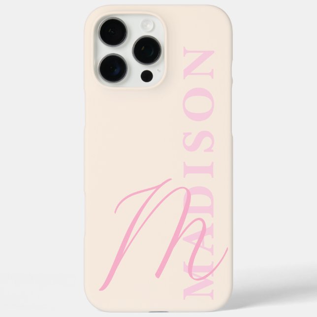 Modern Pink Minimalist Initial Monogram Case-Mate iPhone Case (Back)